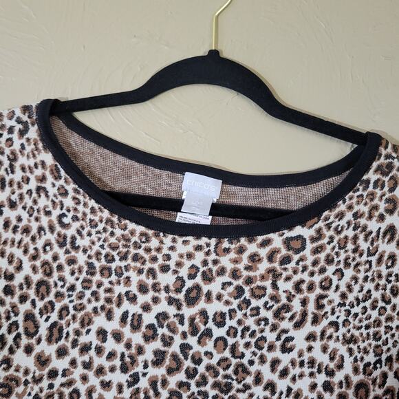 Chico's Cheetah Print Sweater Poncho Women's L/XL - Picture 5 of 10